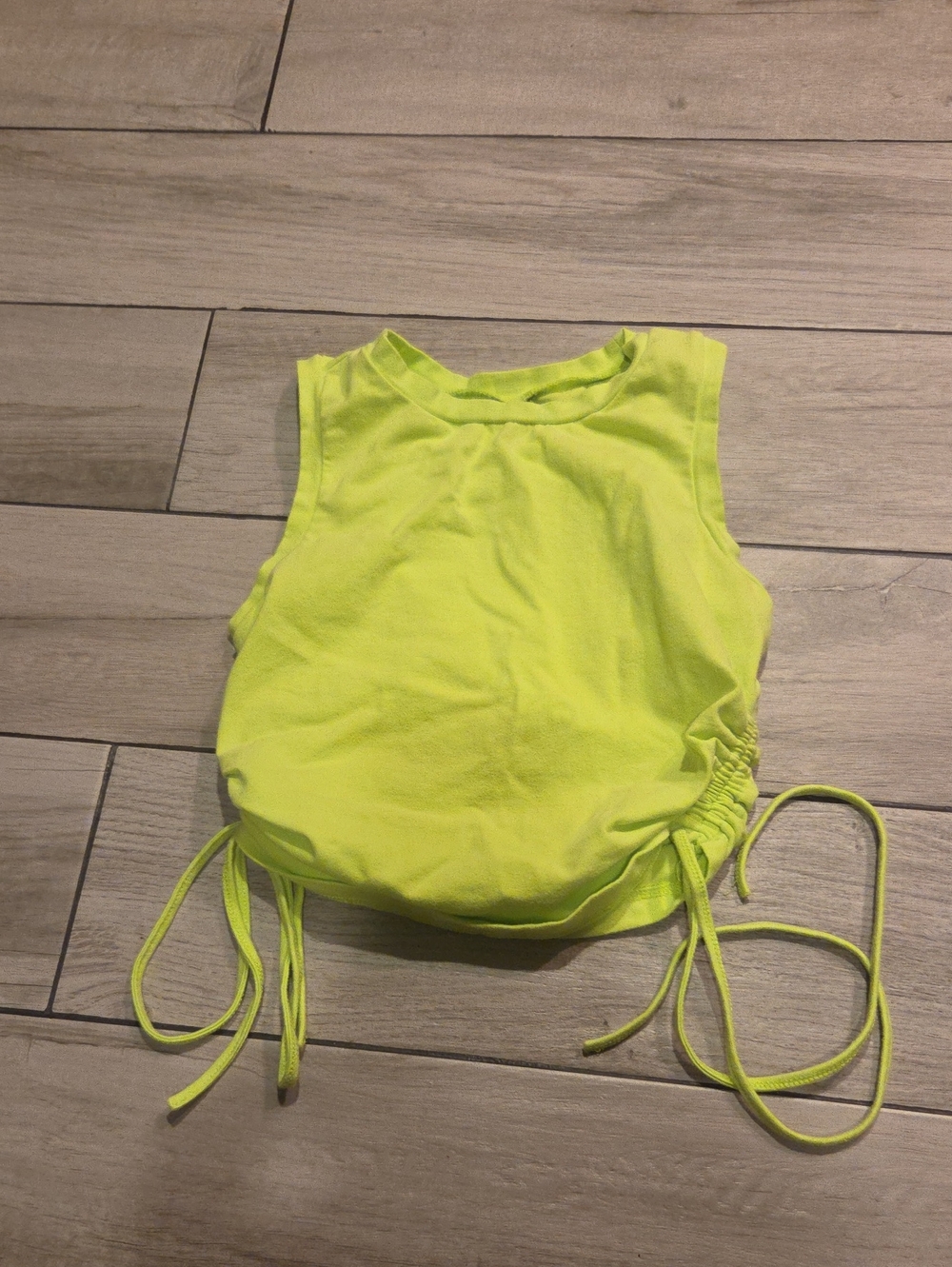🍁SHEIN Neon Yellow Side-Tie Crop Tank Top